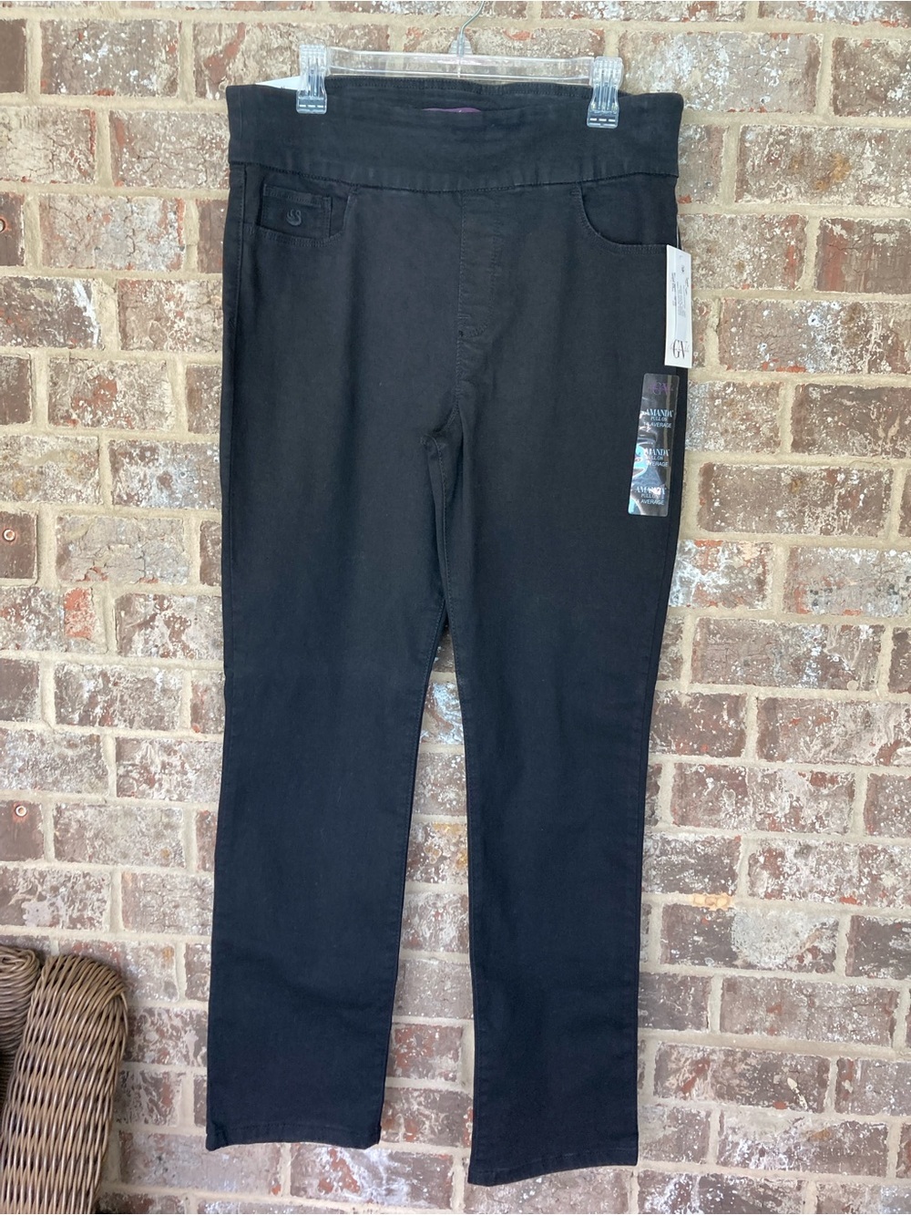 New Gloria Vanderbilt Amanda Black Rinse Pull On Size 14 Slimming Panel NWT
